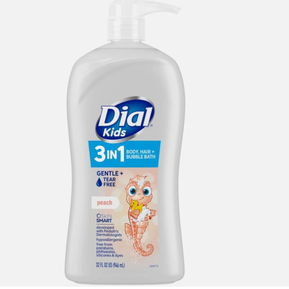 Dial Kids All in One Hair, Body Wash and Bubble Bath, Tear Free and Gentle on Sk